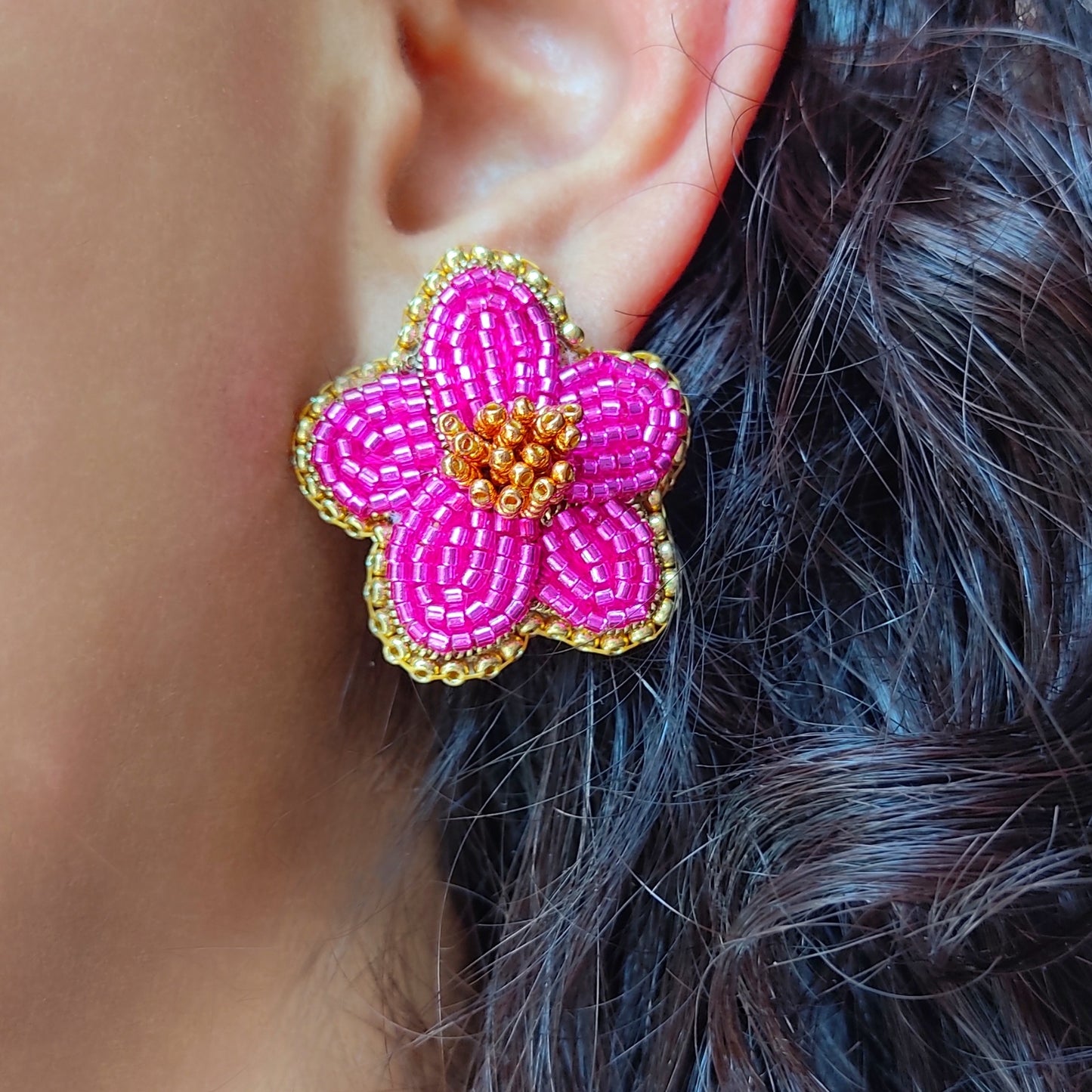 Boucles d'oreilles Sakura fucsia